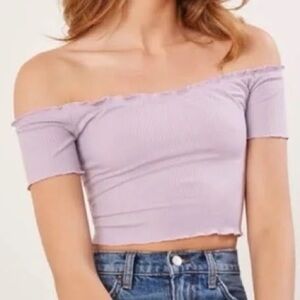 REFORMATION purple off the shoulder top